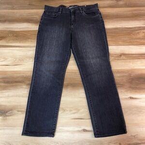 Eddie Bauer Boyfriend Jeans Women's 10P Flannel Lined Relaxed Fit Dark Wash